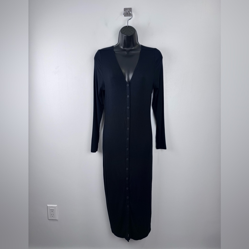 Lunya Women V-Neck Midi Length Dress Black Size Small‎